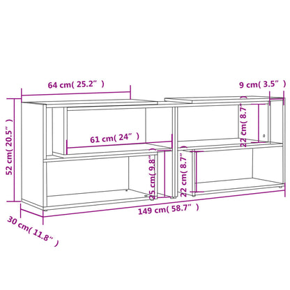 TV Cabinet High Gloss Grey 149x30x52 cm Engineered Wood