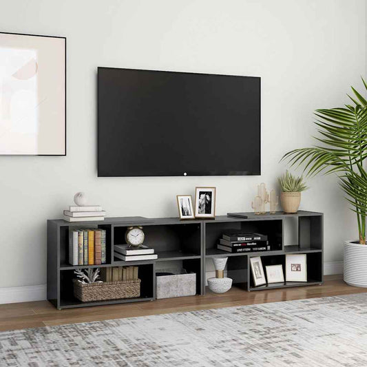 808367 vidaXL TV Cabinet High Gloss Grey 149x30x52 cm Engineered Wood