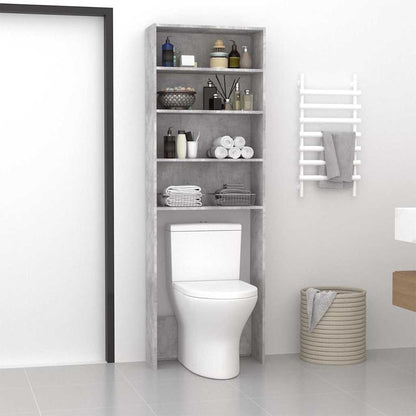 808408 vidaXL Washing Machine Cabinet Concrete Grey 64x24x190 cm