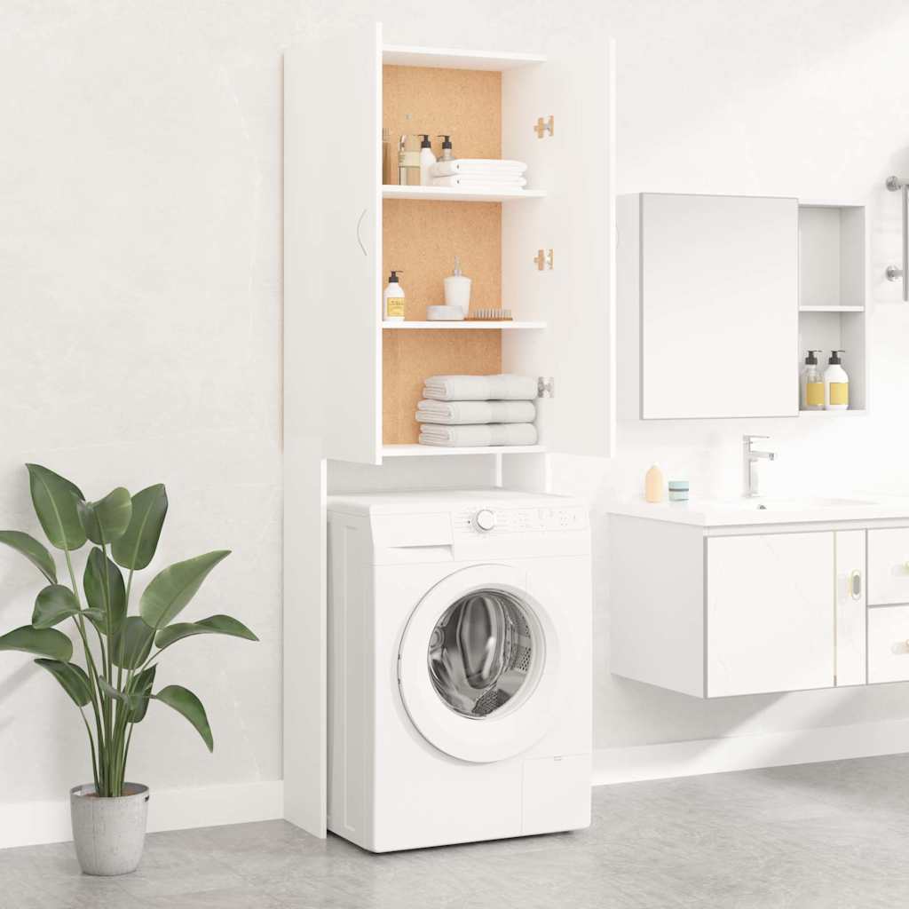 Washing Machine Cabinet White 64x25,5x190 cm