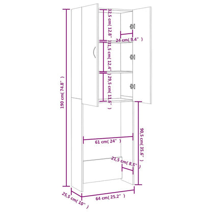 Washing Machine Cabinet Concrete Grey 64x25,5x190 cm