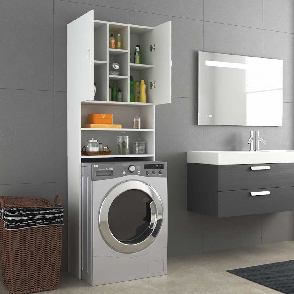 808422 vidaXL Washing Machine Cabinet White 64x25,5x190 cm