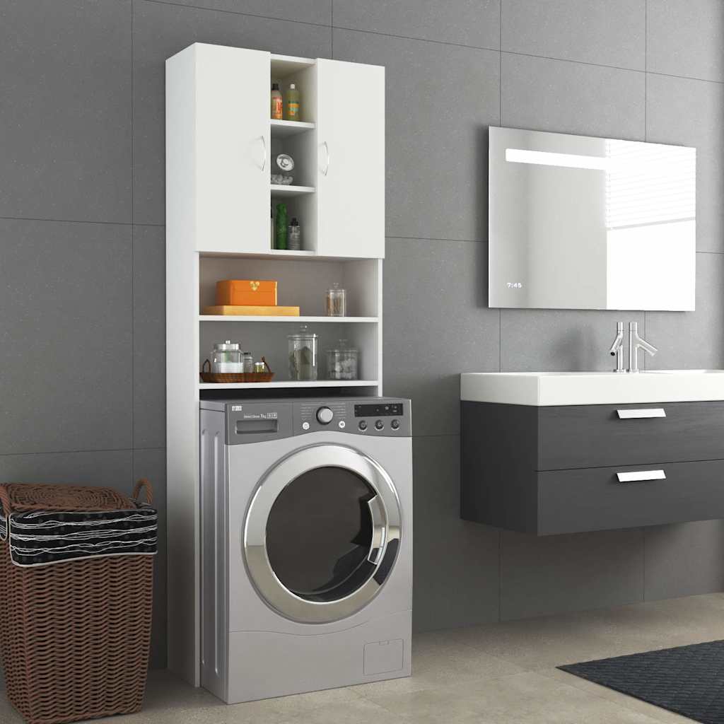808422 vidaXL Washing Machine Cabinet White 64x25,5x190 cm