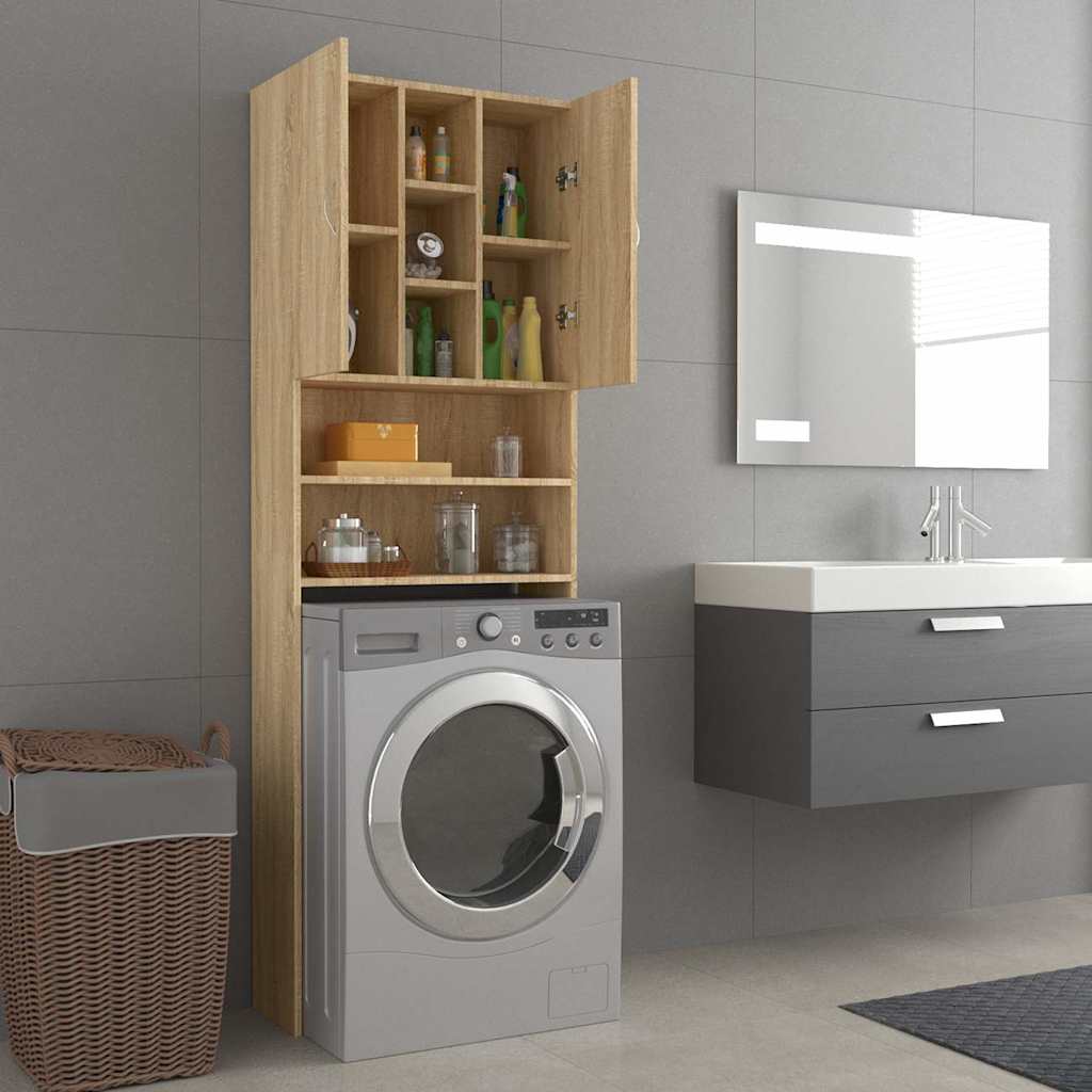 808425 vidaXL Washing Machine Cabinet Sonoma Oak 64x25,5x190 cm
