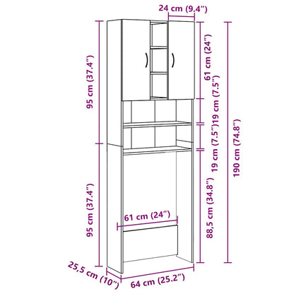 Washing Machine Cabinet Sonoma Oak 64x25.5x190 cm