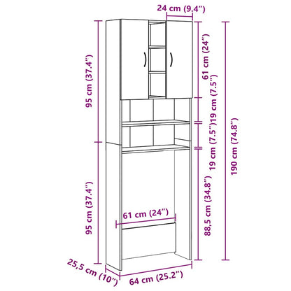 808425 vidaXL Washing Machine Cabinet Sonoma Oak 64x25,5x190 cm