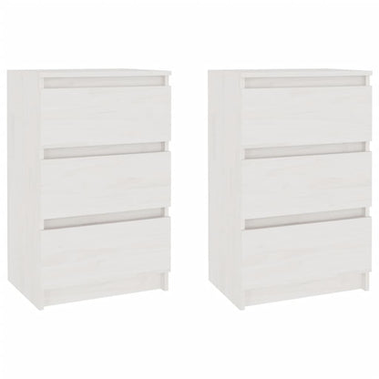 Bedside Cabinets 2 pcs White 40x29.5x64 cm Solid Pine Wood