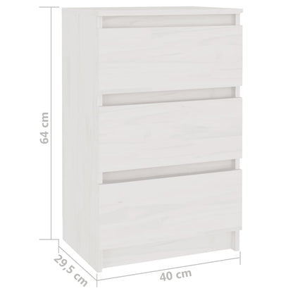 Bedside Cabinets 2 pcs White 40x29.5x64 cm Solid Pine Wood