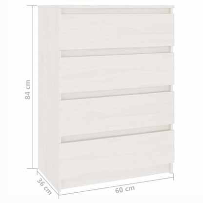 Side Cabinet White 60x36x84 cm Solid Pinewood