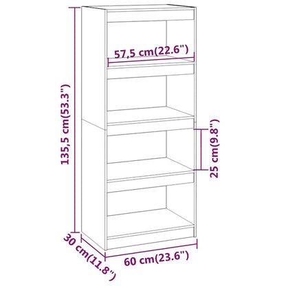 Book Cabinet/Room Divider White 60x30x135,5 cm Solid Wood Pine