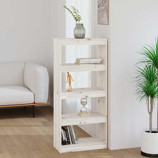 Book Cabinet/Room Divider White 60x30x135,5 cm Solid Wood Pine