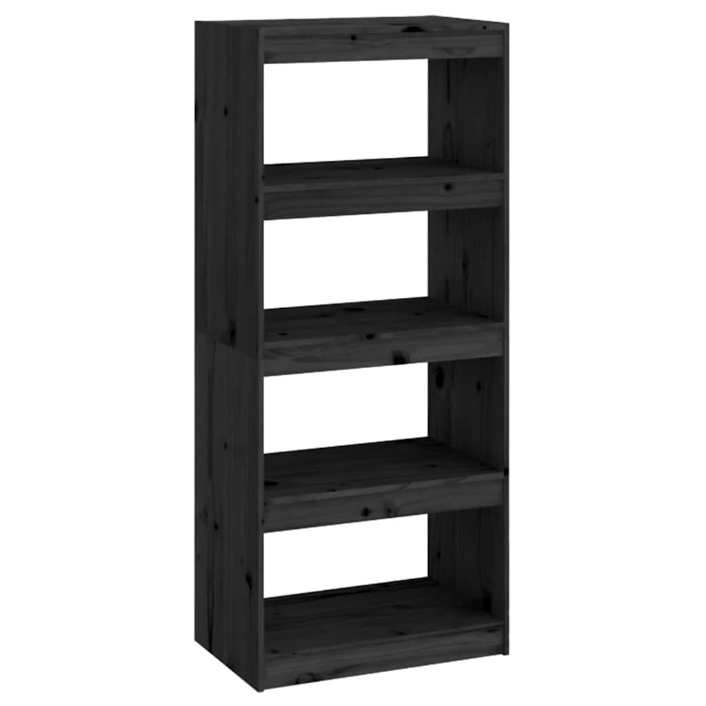 Book Cabinet/Room Divider Black 60x30x135,5 cm Solid Wood Pine