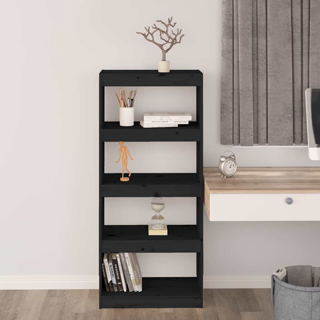 Book Cabinet/Room Divider Black 60x30x135,5 cm Solid Wood Pine