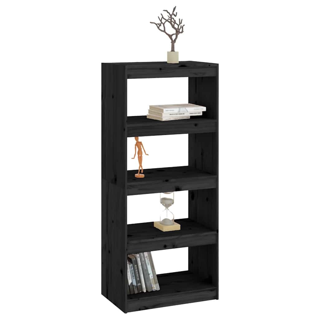 Book Cabinet/Room Divider Black 60x30x135,5 cm Solid Wood Pine