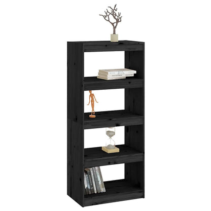 Book Cabinet/Room Divider Black 60x30x135,5 cm Solid Wood Pine