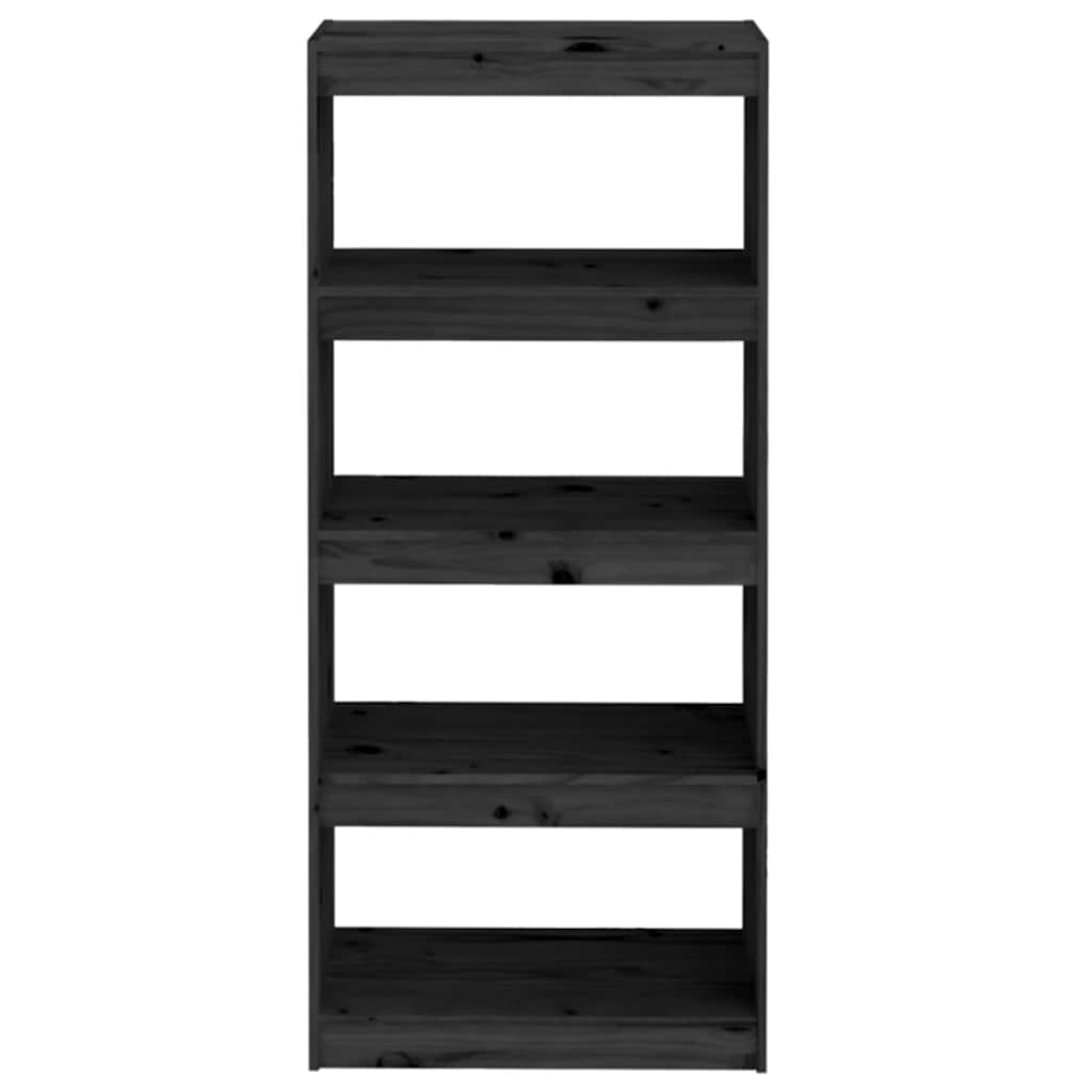 Book Cabinet/Room Divider Black 60x30x135,5 cm Solid Wood Pine