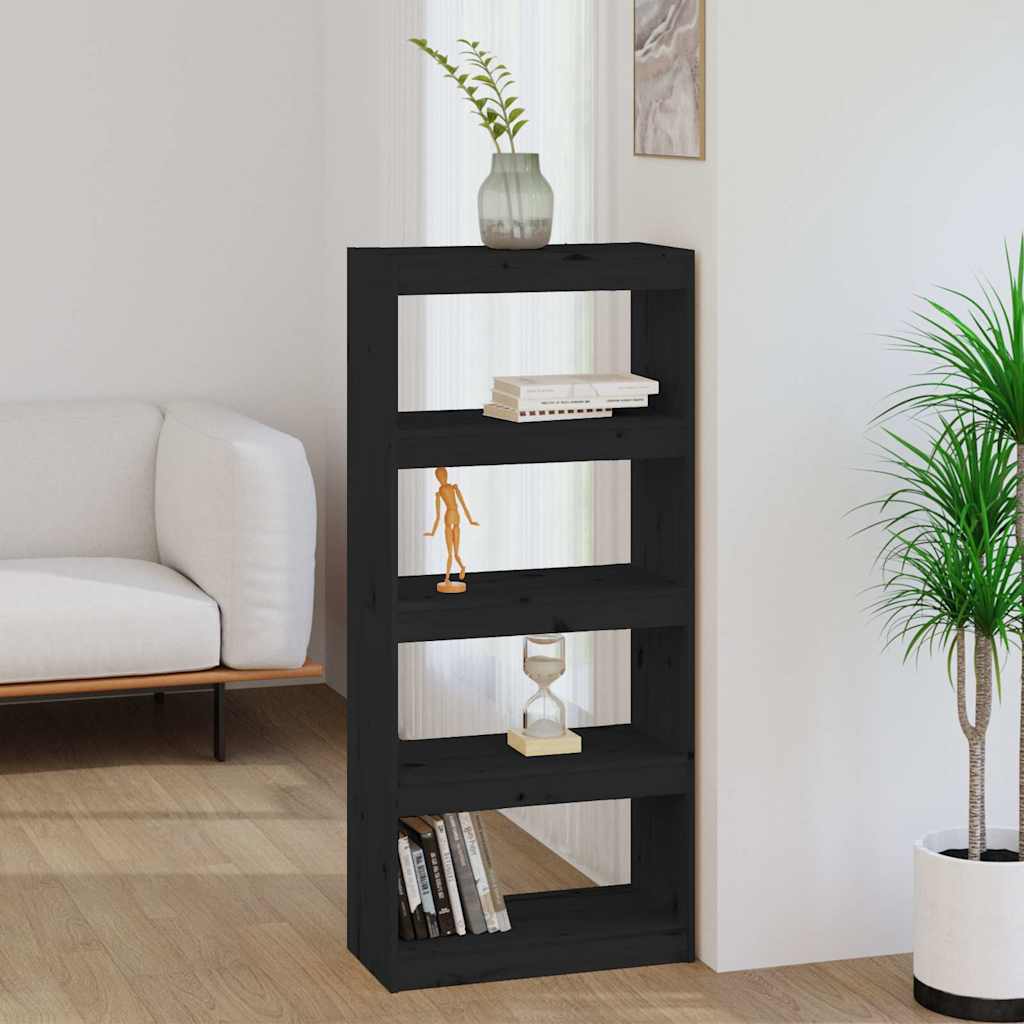 Book Cabinet/Room Divider Black 60x30x135,5 cm Solid Wood Pine
