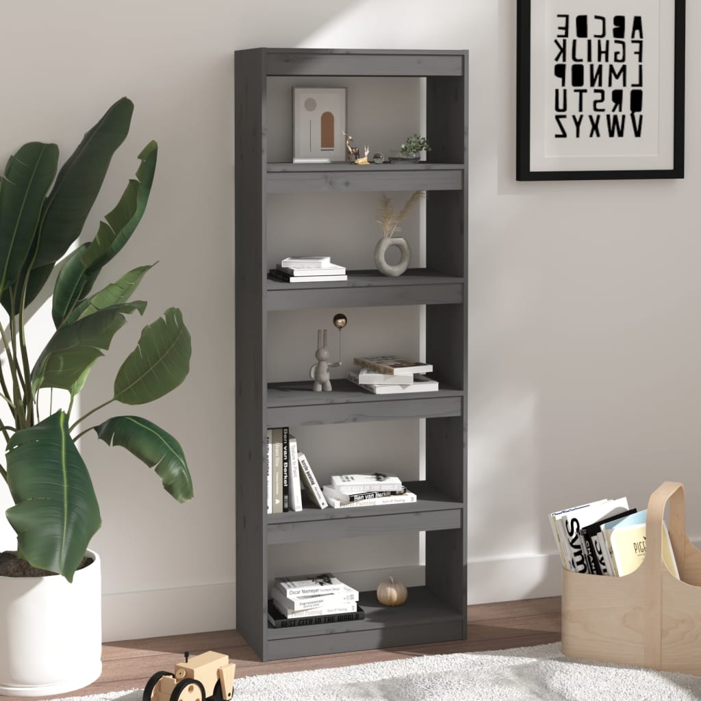 Book Cabinet/Room Divider Grey 60x30x167,5 cm Solid Wood Pine