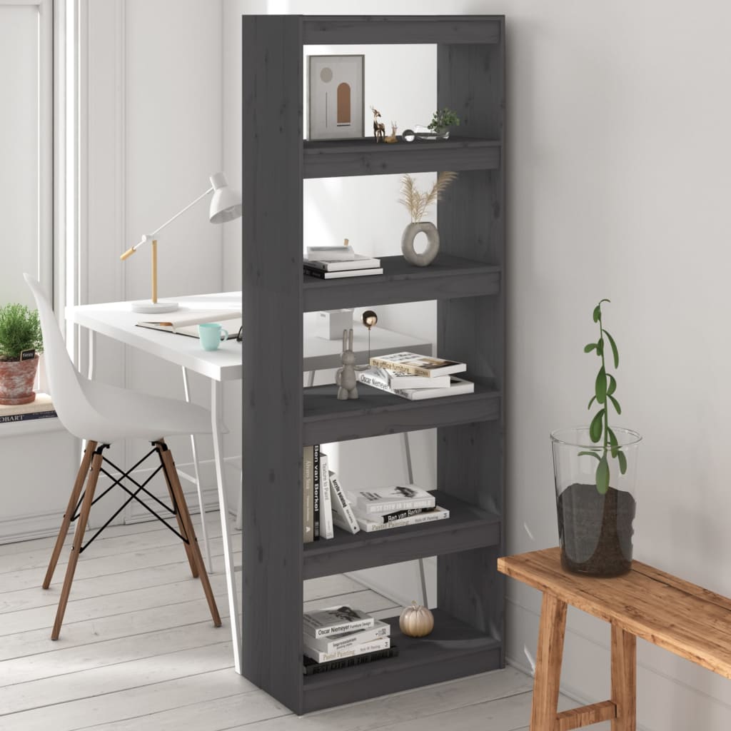 Book Cabinet/Room Divider Grey 60x30x167,5 cm Solid Wood Pine