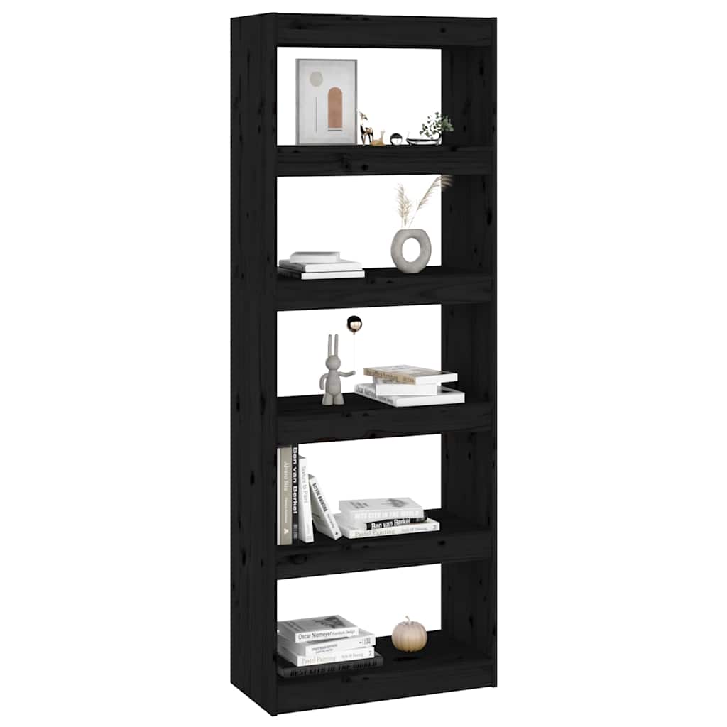Book Cabinet/Room Divider Black 60x30x167,5 cm Solid Wood Pine