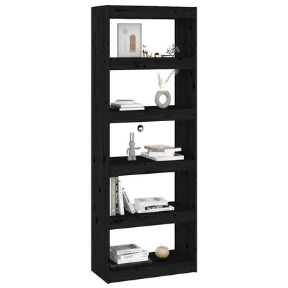 Book Cabinet/Room Divider Black 60x30x167,5 cm Solid Wood Pine