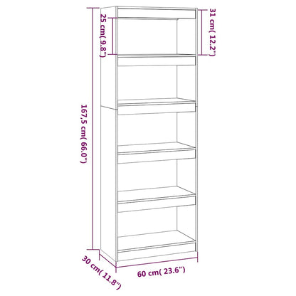 Book Cabinet/Room Divider Black 60x30x167,5 cm Solid Wood Pine