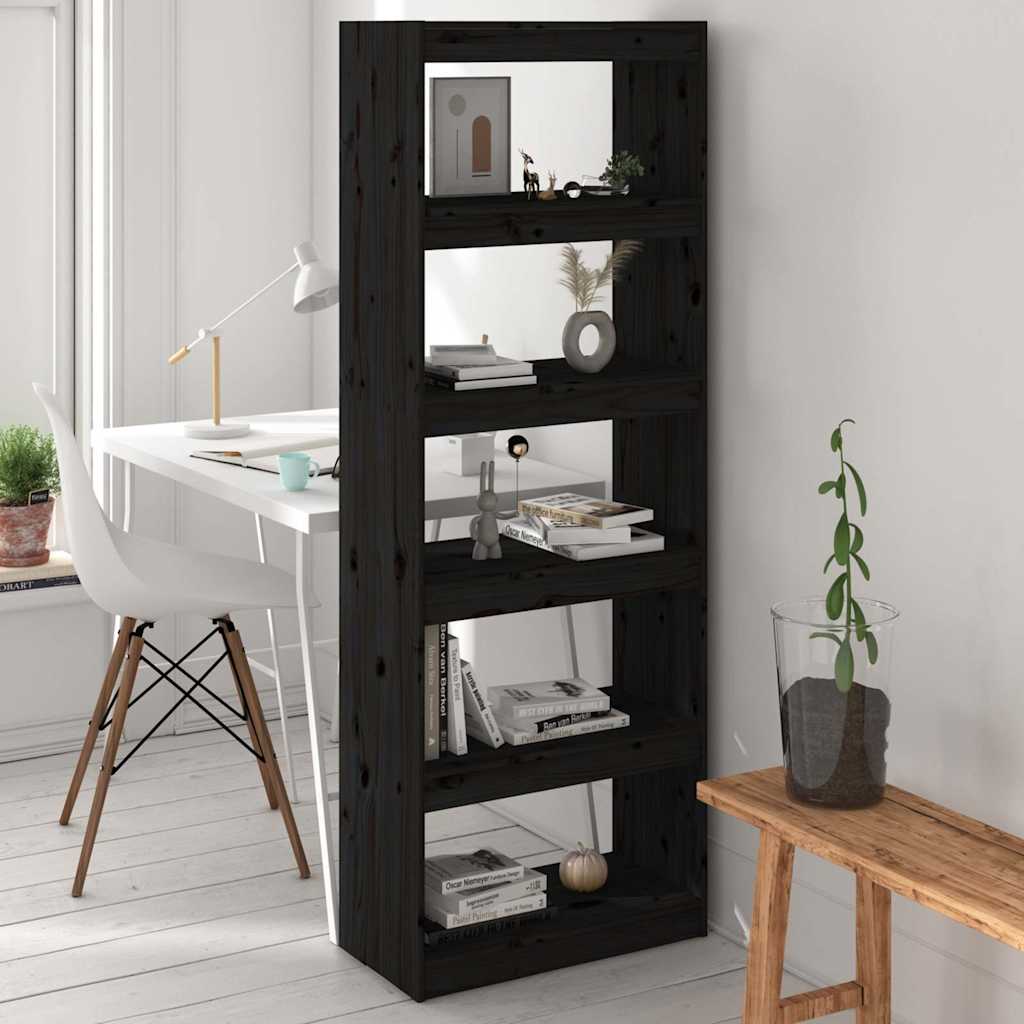 Book Cabinet/Room Divider Black 60x30x167,5 cm Solid Wood Pine