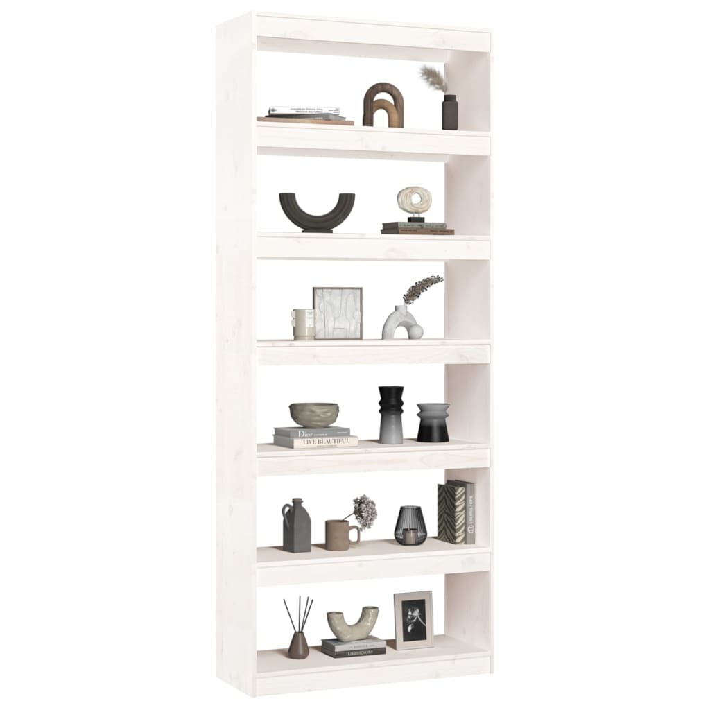 Book Cabinet/Room Divider White 80x30x199.5 cm Solid Wood Pine