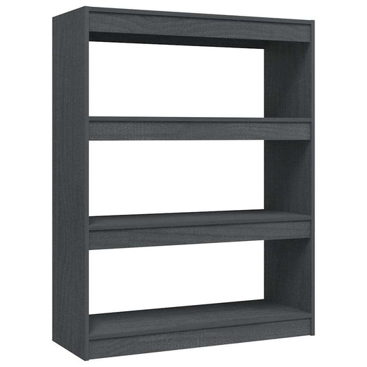 808215 vidaXL Book Cabinet/Room Divider Grey 100x30x103 cm Solid Wood Pine