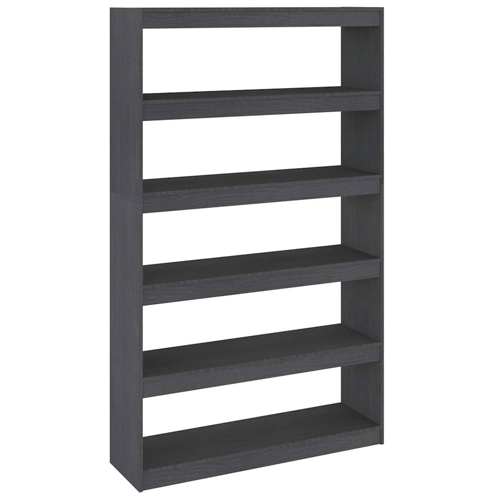 808225 vidaXL Book Cabinet/Room Divider Grey 100x30x167,5 cm Solid Wood Pine