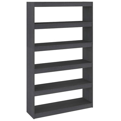 808225 vidaXL Book Cabinet/Room Divider Grey 100x30x167,5 cm Solid Wood Pine