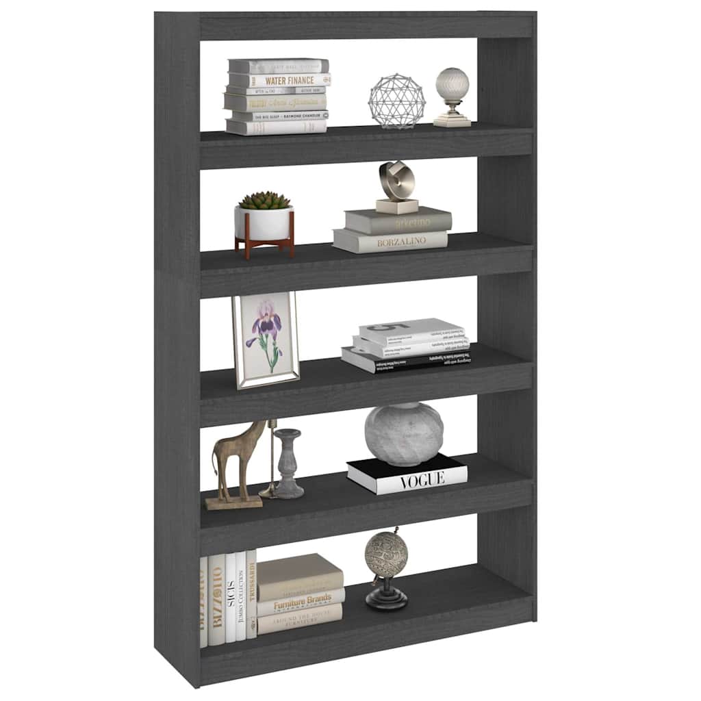 808225 vidaXL Book Cabinet/Room Divider Grey 100x30x167,5 cm Solid Wood Pine