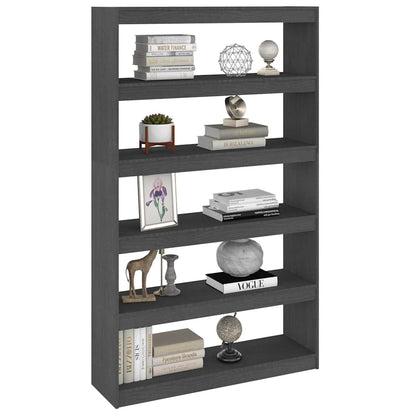 808225 vidaXL Book Cabinet/Room Divider Grey 100x30x167,5 cm Solid Wood Pine