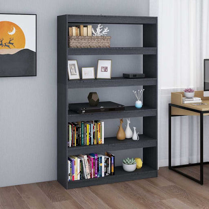 808225 vidaXL Book Cabinet/Room Divider Grey 100x30x167,5 cm Solid Wood Pine