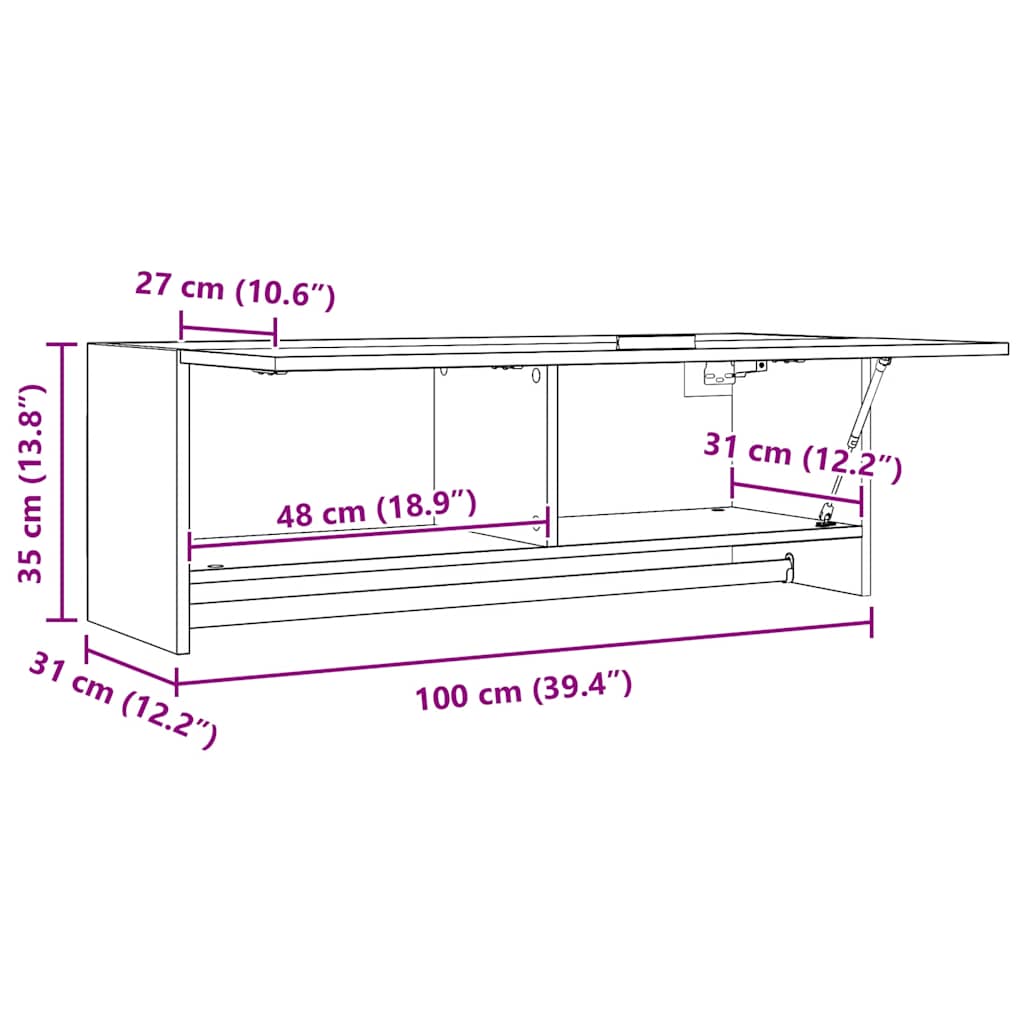 Wardrobe White 100x32.5x35 cm Engineered Wood