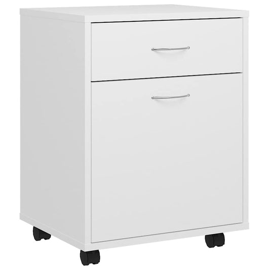 808440 vidaXL Rolling Cabinet White 45x38x54 cm Engineered Wood