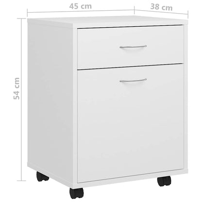 808440 vidaXL Rolling Cabinet White 45x38x54 cm Engineered Wood