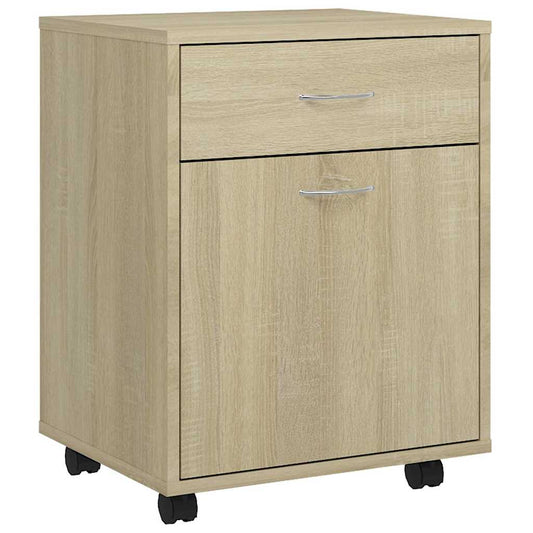 808443 vidaXL Rolling Cabinet Sonoma Oak 45x38x54 cm Engineered Wood