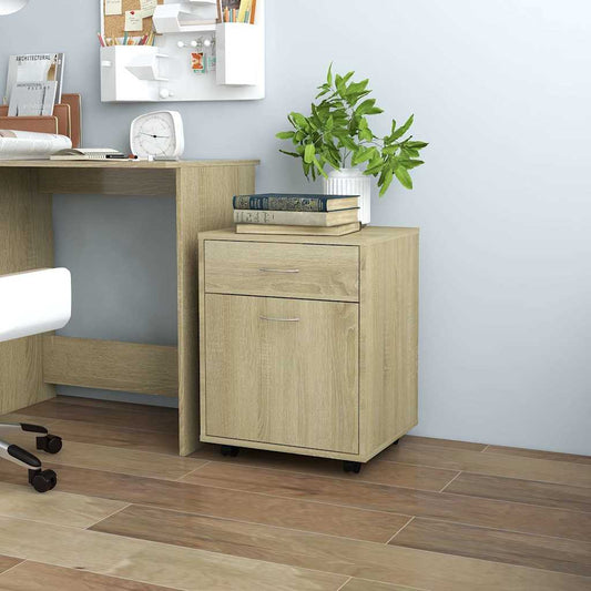808443 vidaXL Rolling Cabinet Sonoma Oak 45x38x54 cm Engineered Wood