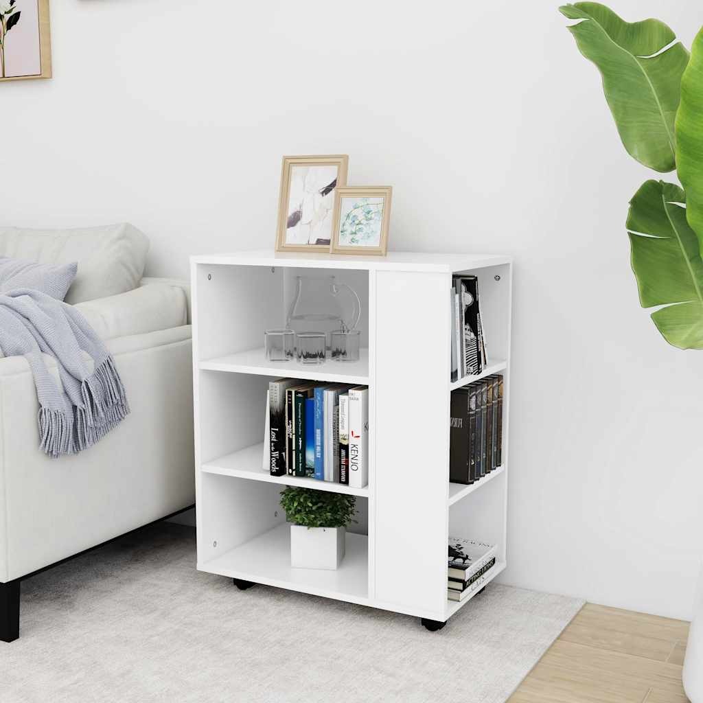 808449 vidaXL Rolling Cabinet White 60x35x75 cm Engineered Wood