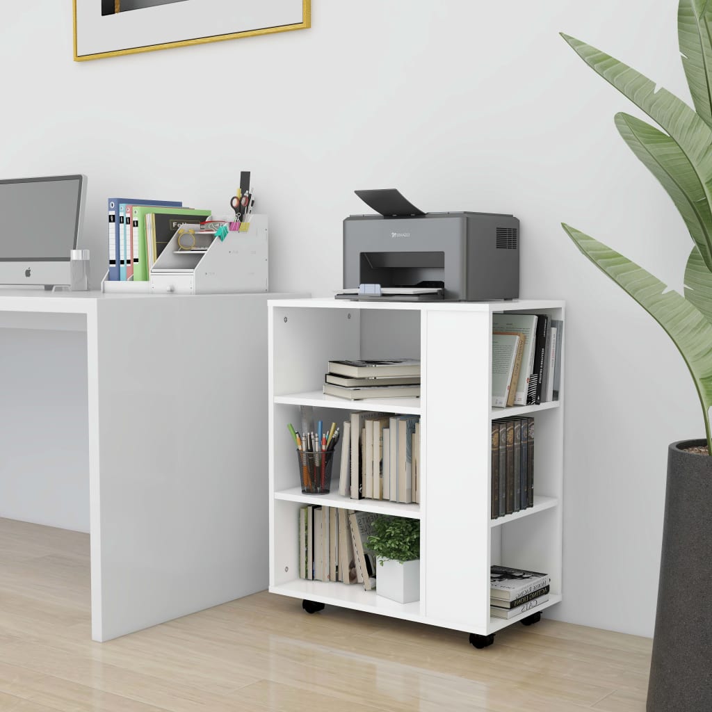 Storage Cabinet | White | Engineered wood | Medium | Rolling Cabinet