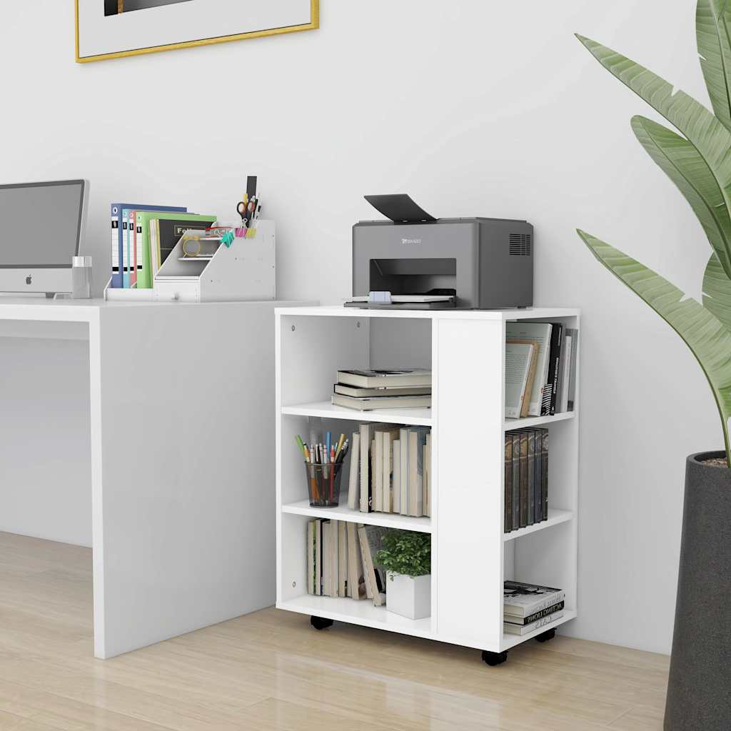 808449 vidaXL Rolling Cabinet White 60x35x75 cm Engineered Wood