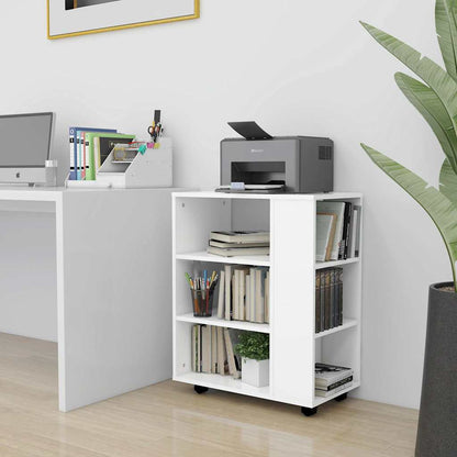 808449 vidaXL Rolling Cabinet White 60x35x75 cm Engineered Wood