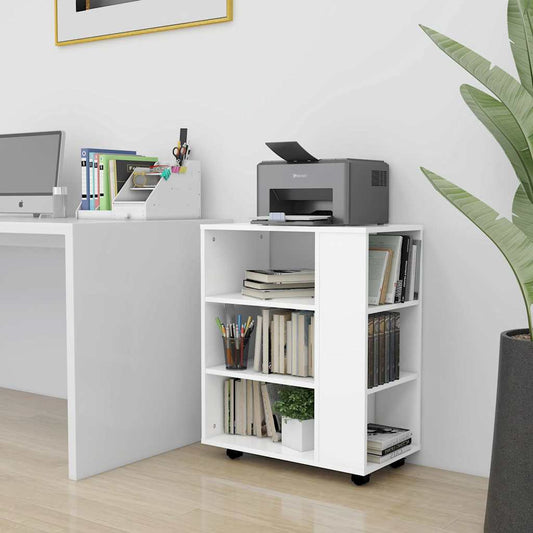 808449 vidaXL Rolling Cabinet White 60x35x75 cm Engineered Wood