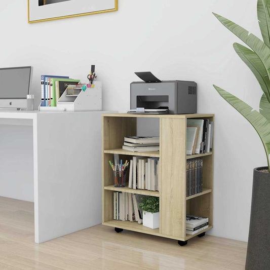 808452 vidaXL Rolling Cabinet Sonoma Oak 60x35x75 cm Engineered Wood