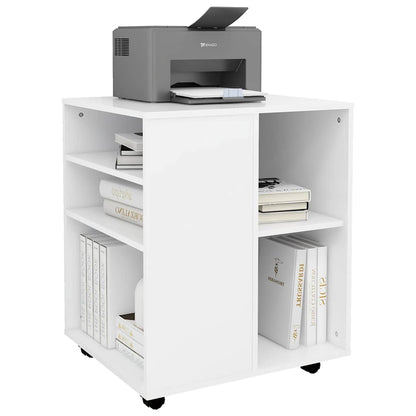808458 vidaXL Rolling Cabinet White 60x53x72 cm Engineered Wood