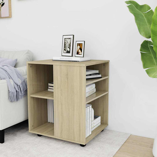 808461 vidaXL Rolling Cabinet Sonoma Oak 60x53x72 cm Engineered Wood