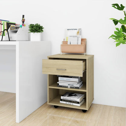 Storage Cabinet | Sonoma Oak | Engineered Wood | Medium | Lockable Wheels