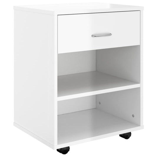 Storage Cabinet | High Gloss White | Engineered Wood | Compact