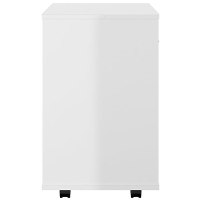 Rolling Cabinet High Gloss White 46x36x59 cm Engineered Wood
